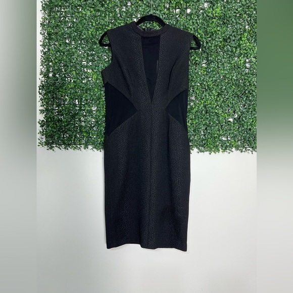 Bardot Dresses & Skirts - NWT Bardot Womens Black Croc Snake Textured Panel Sheer Cut Sheath Dress Size 8